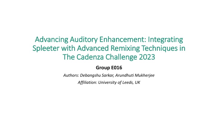 advancing auditory enhancement integrating