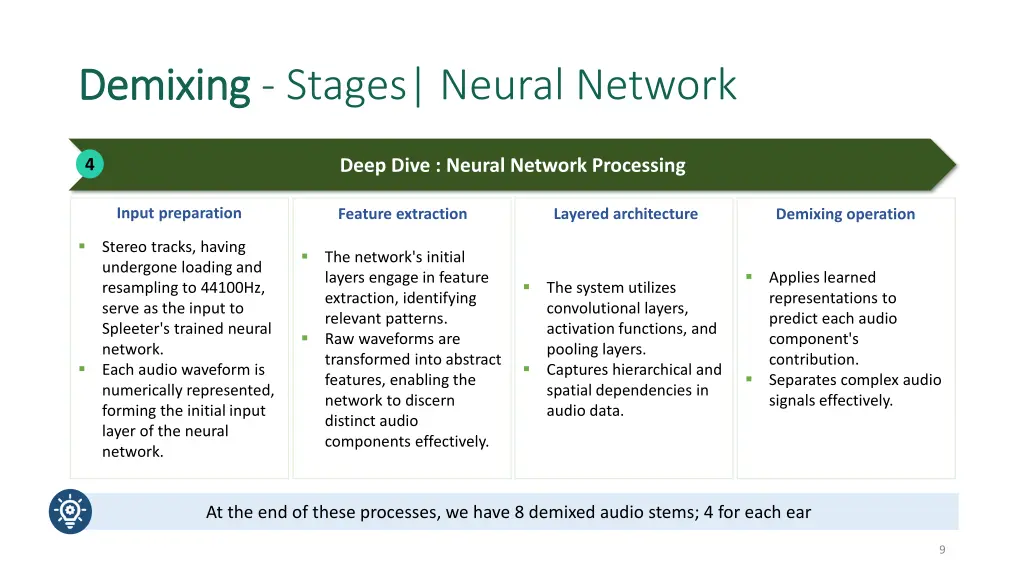 demixing demixing stages neural network