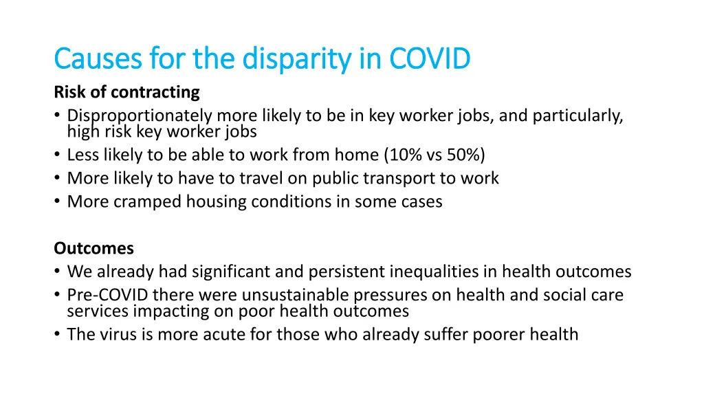 causes for the disparity in covid causes