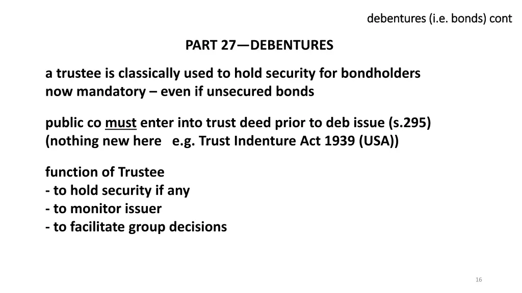 debentures i e bonds debentures i e bonds cont 1