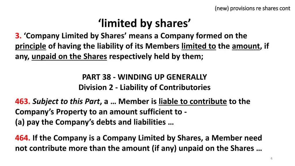 new provisions re shares new provisions re shares 1