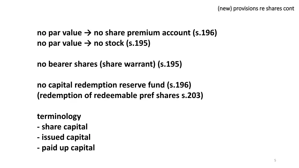 new provisions re shares new provisions re shares 2