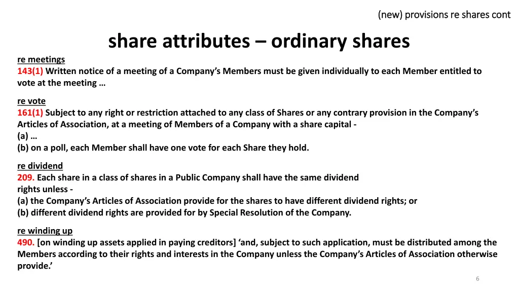 new provisions re shares new provisions re shares 3