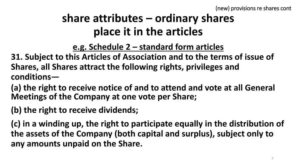 new provisions re shares new provisions re shares 4