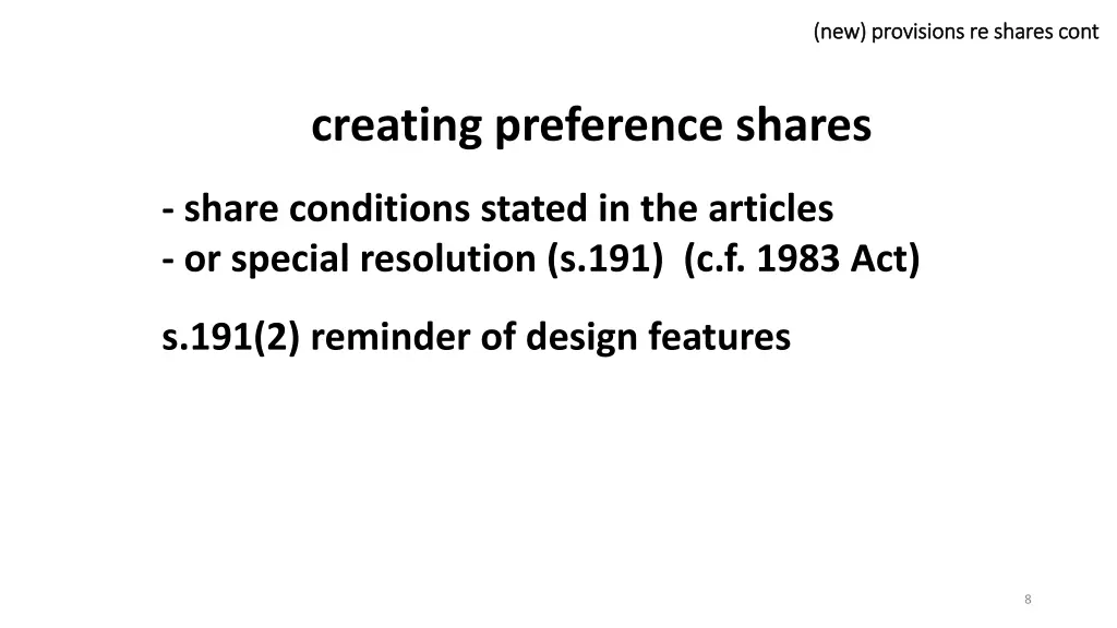 new provisions re shares new provisions re shares 5