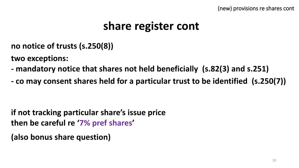 new provisions re shares new provisions re shares 7