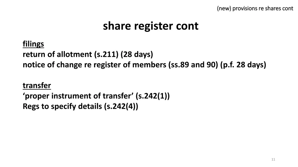 new provisions re shares new provisions re shares 8