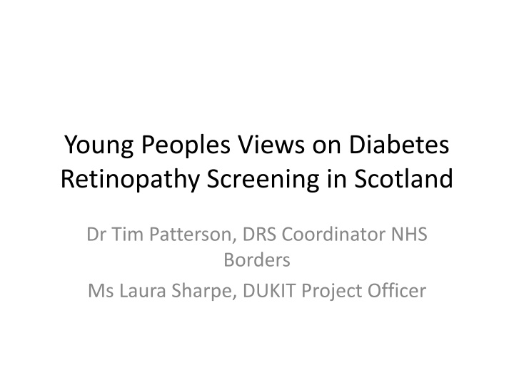 young peoples views on diabetes retinopathy