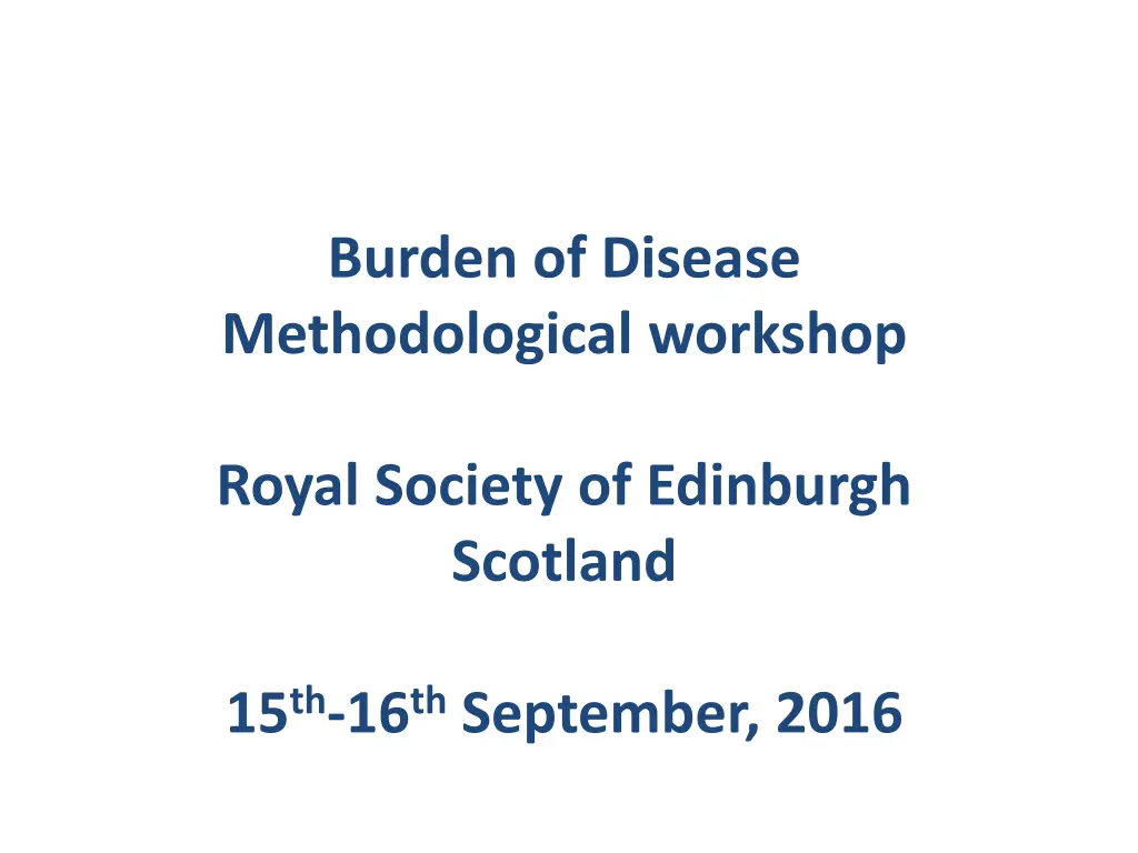 burden of disease methodological workshop