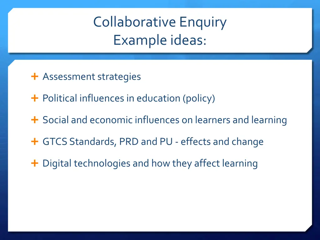 collaborative enquiry example ideas 1