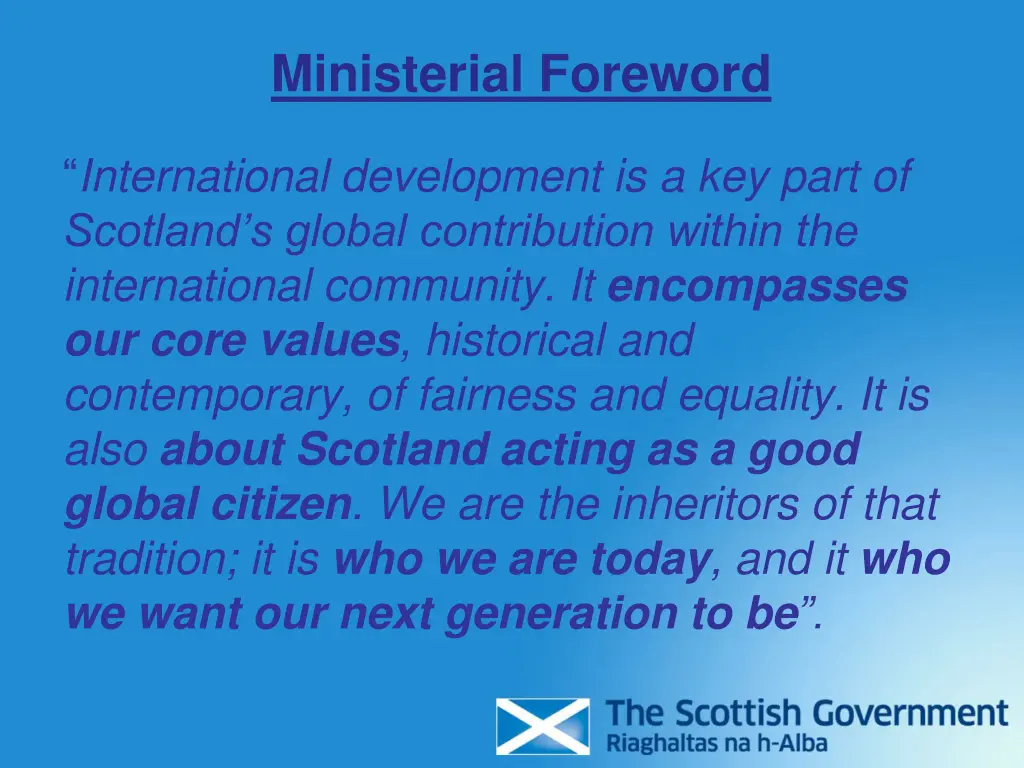 ministerial foreword