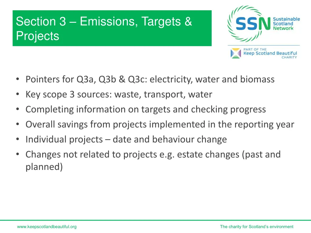 section 3 emissions targets projects