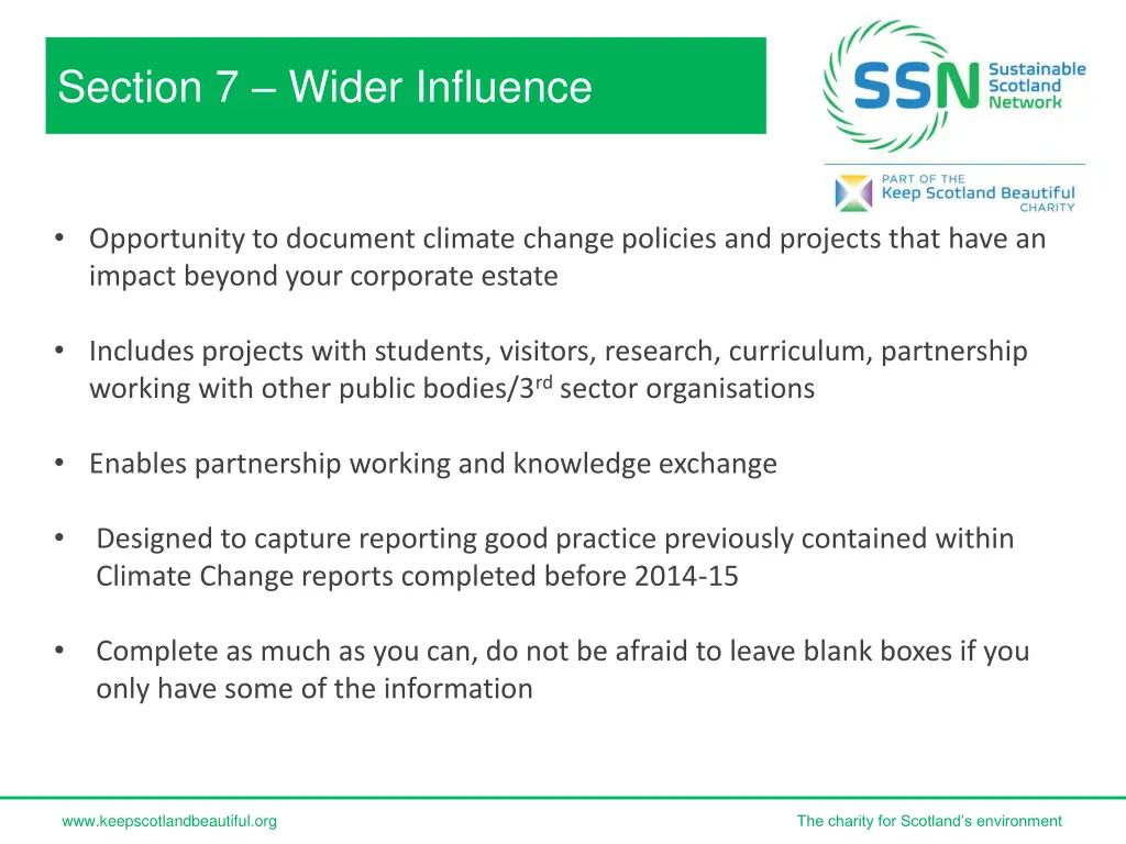 section 7 wider influence