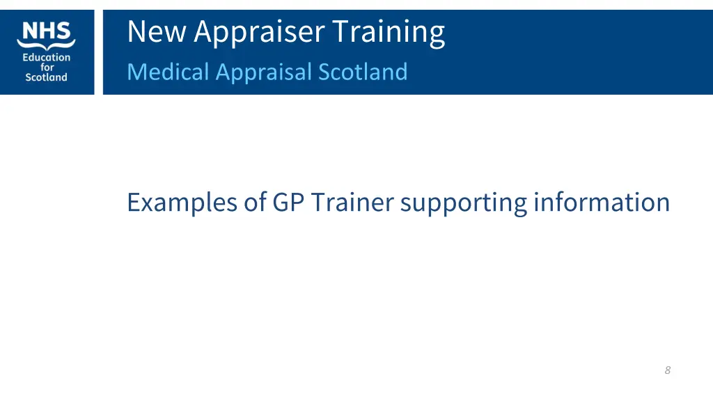 new appraiser training medical appraisal scotland 2