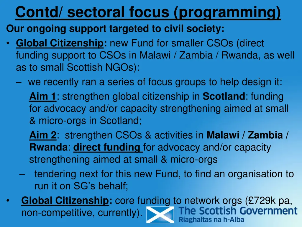 contd sectoral focus programming our ongoing