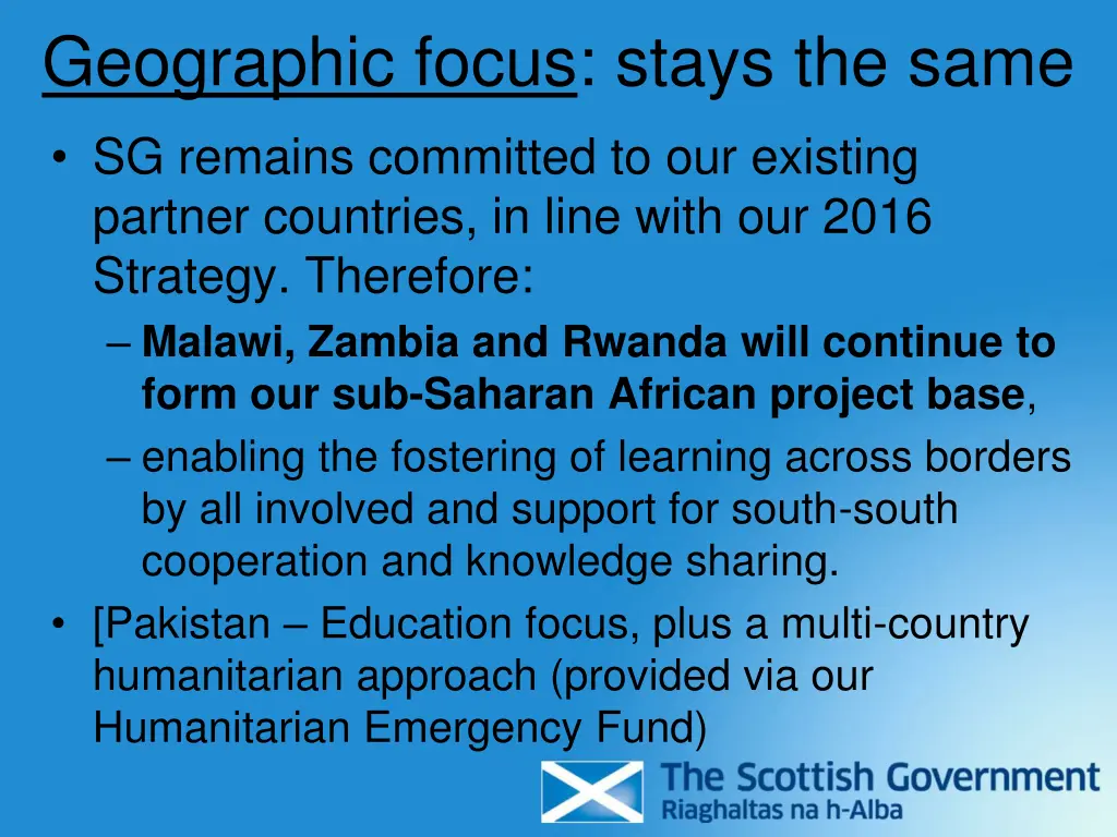 geographic focus stays the same