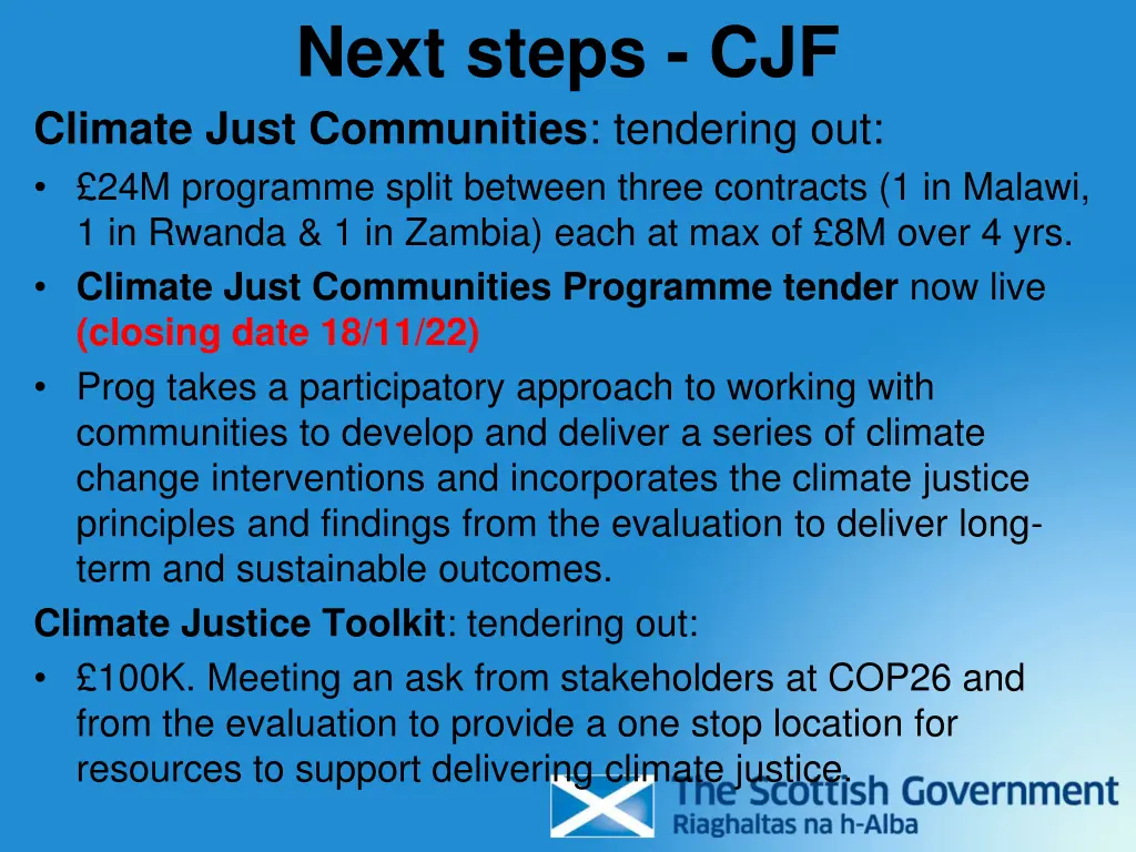 next steps cjf climate just communities tendering