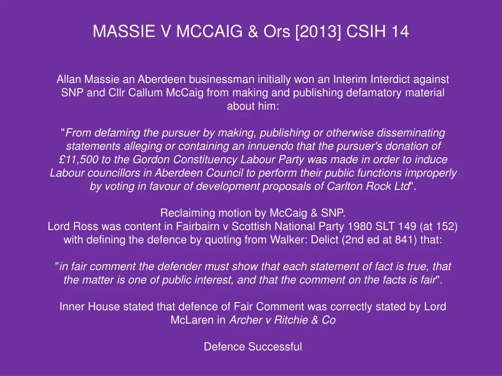 massie v mccaig ors 2013 csih 14