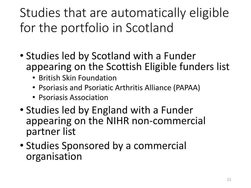 studies that are automatically eligible