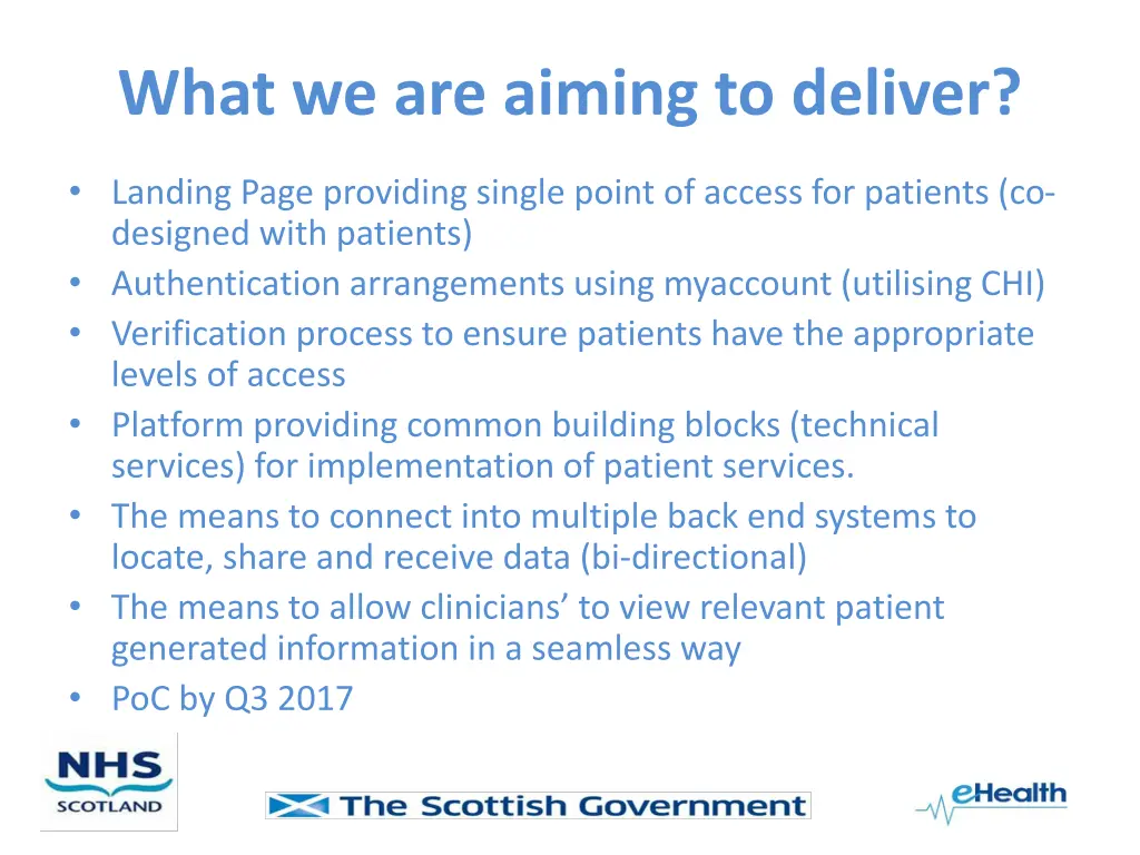 what we are aiming to deliver