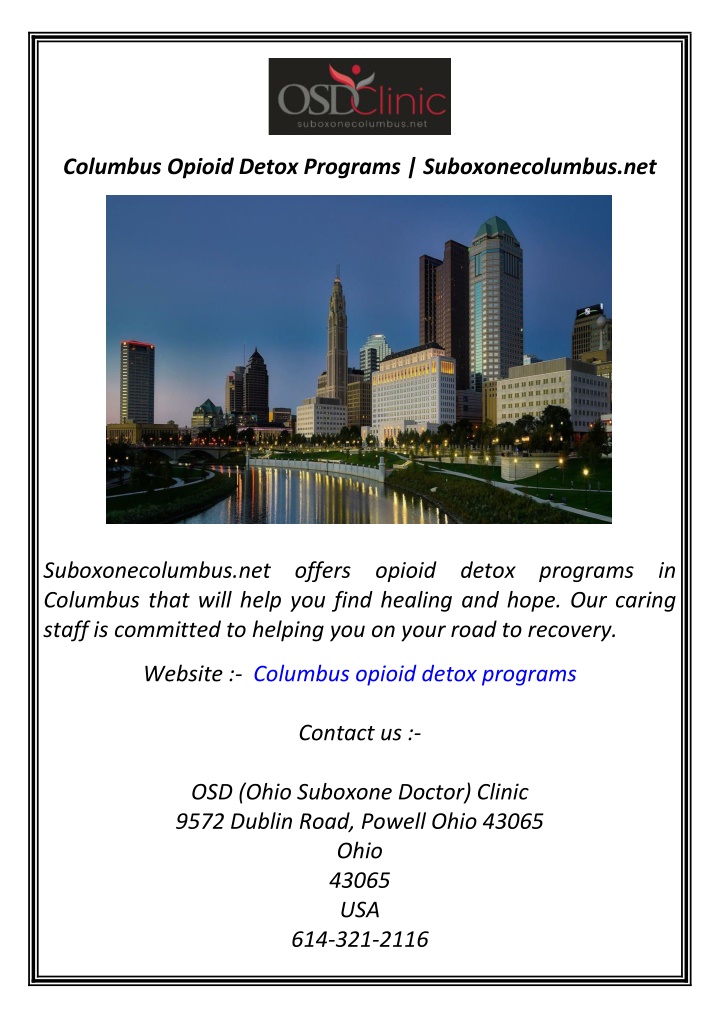 columbus opioid detox programs suboxonecolumbus