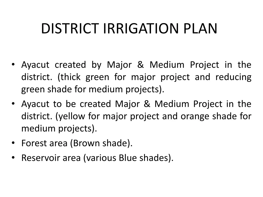 district irrigation plan