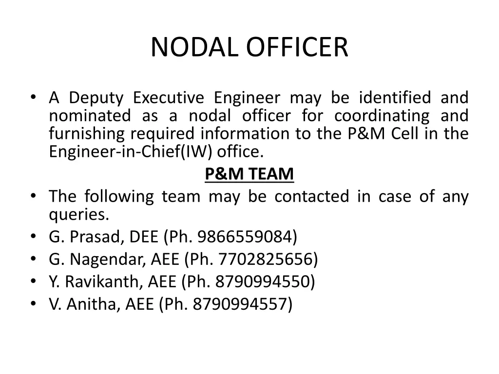 nodal officer