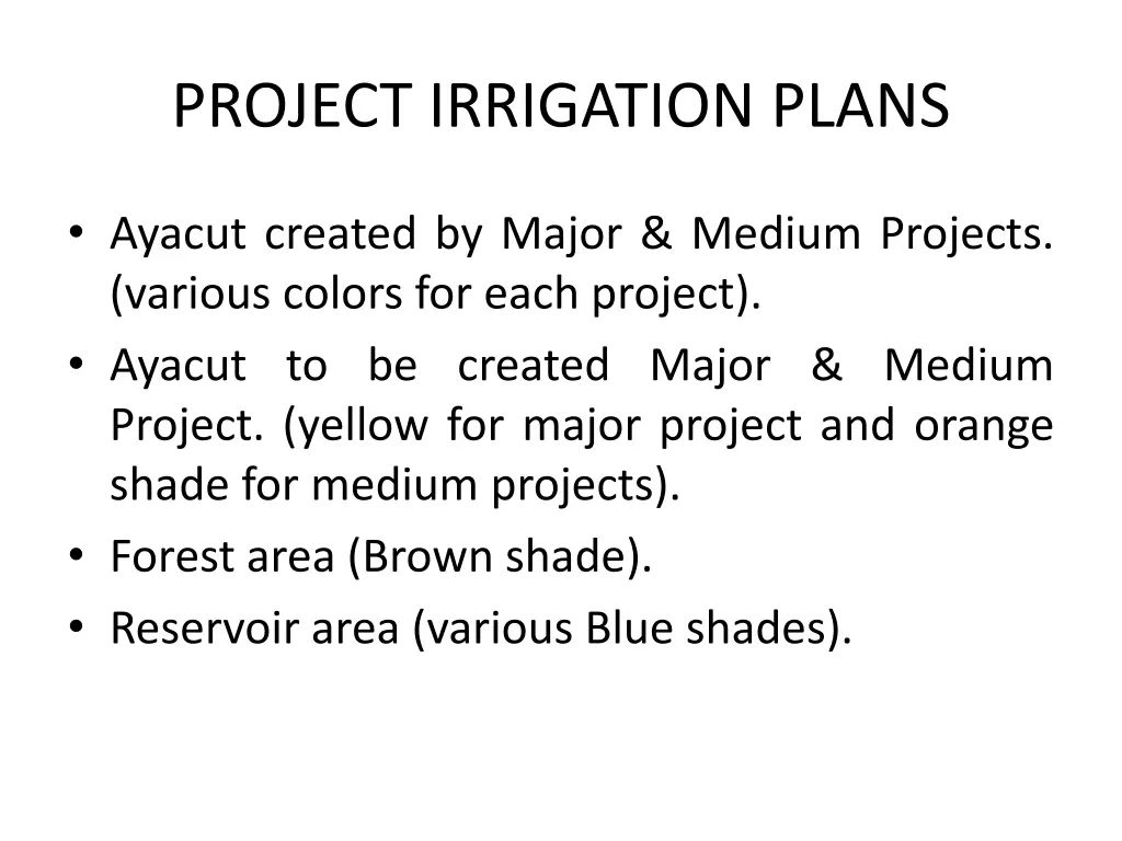 project irrigation plans