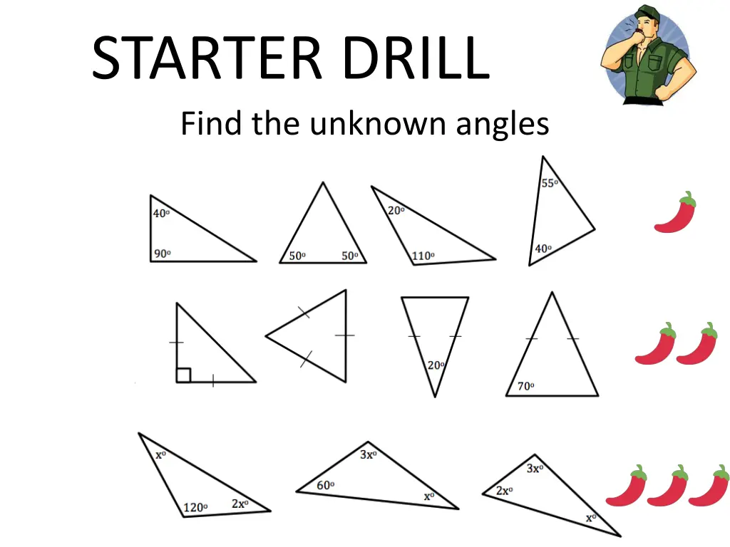 starter drill find the unknown angles