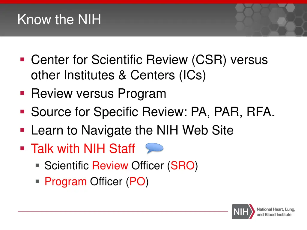 know the nih