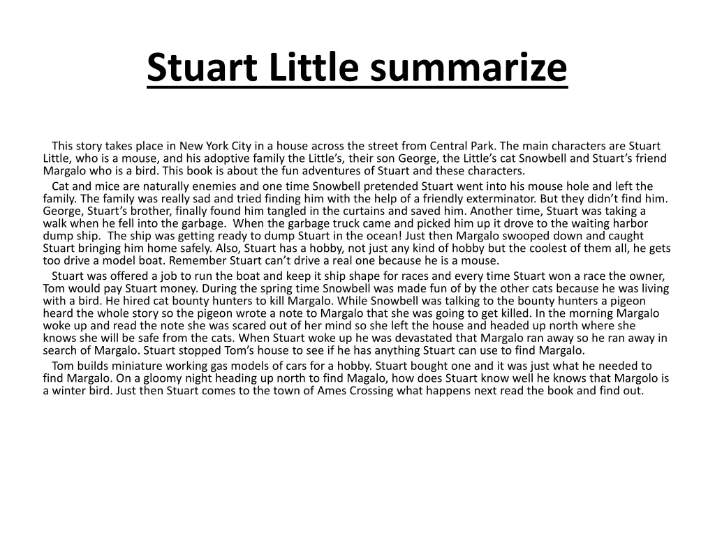 stuart little summarize