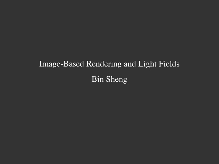 image based rendering and light fields