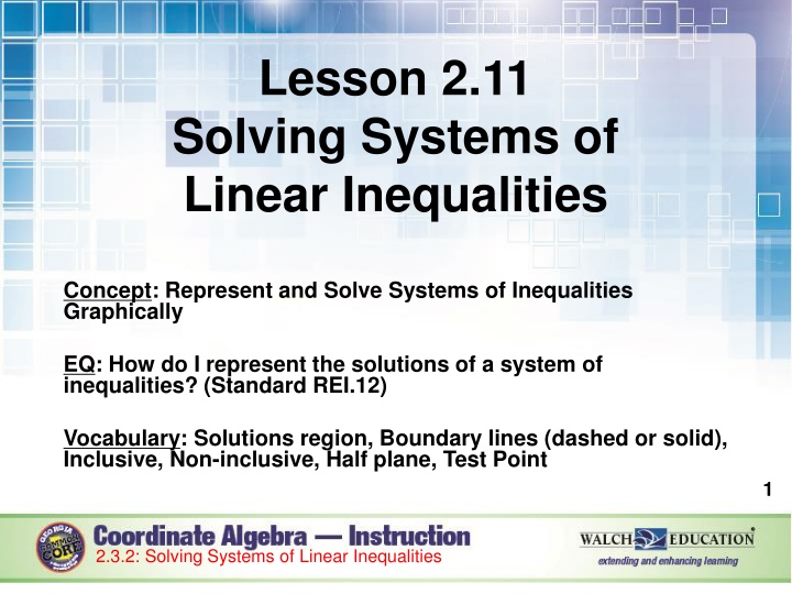 lesson 2 11 solving systems of linear inequalities