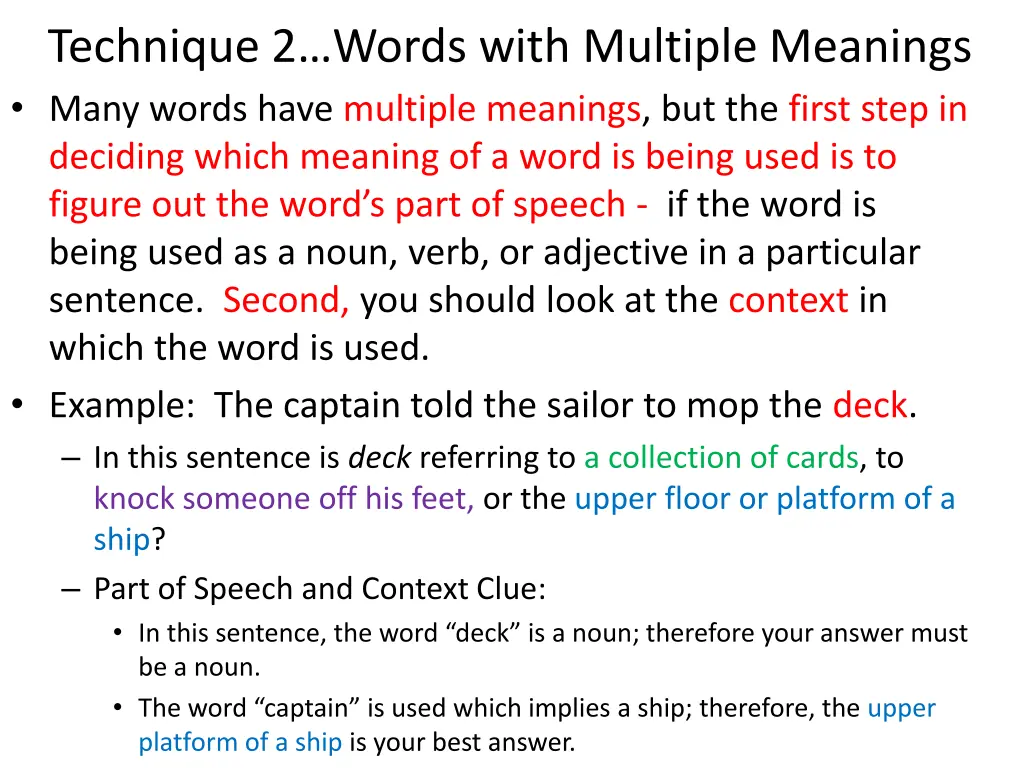 technique 2 words with multiple meanings many