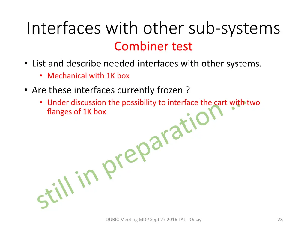 interfaces with other sub systems combiner test