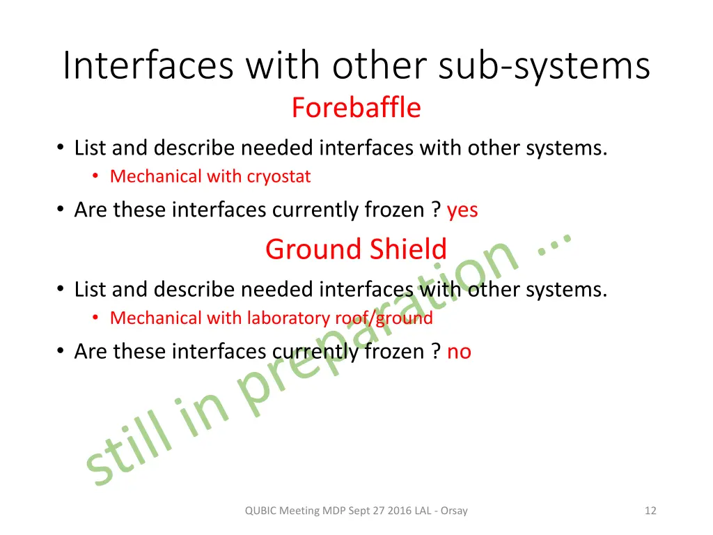 interfaces with other sub systems forebaffle list