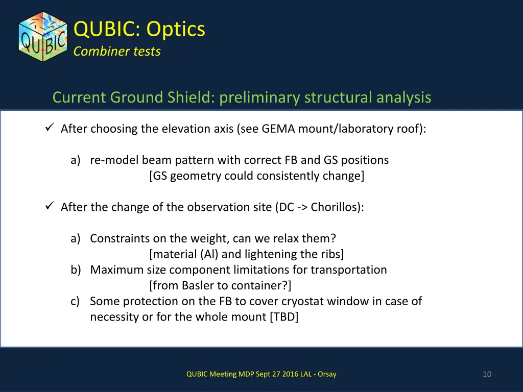 qubic optics combiner tests