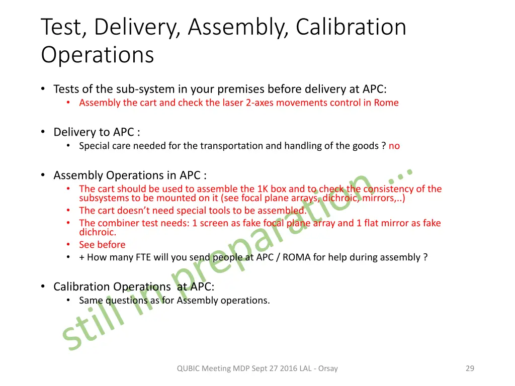 test delivery assembly calibration operations 1