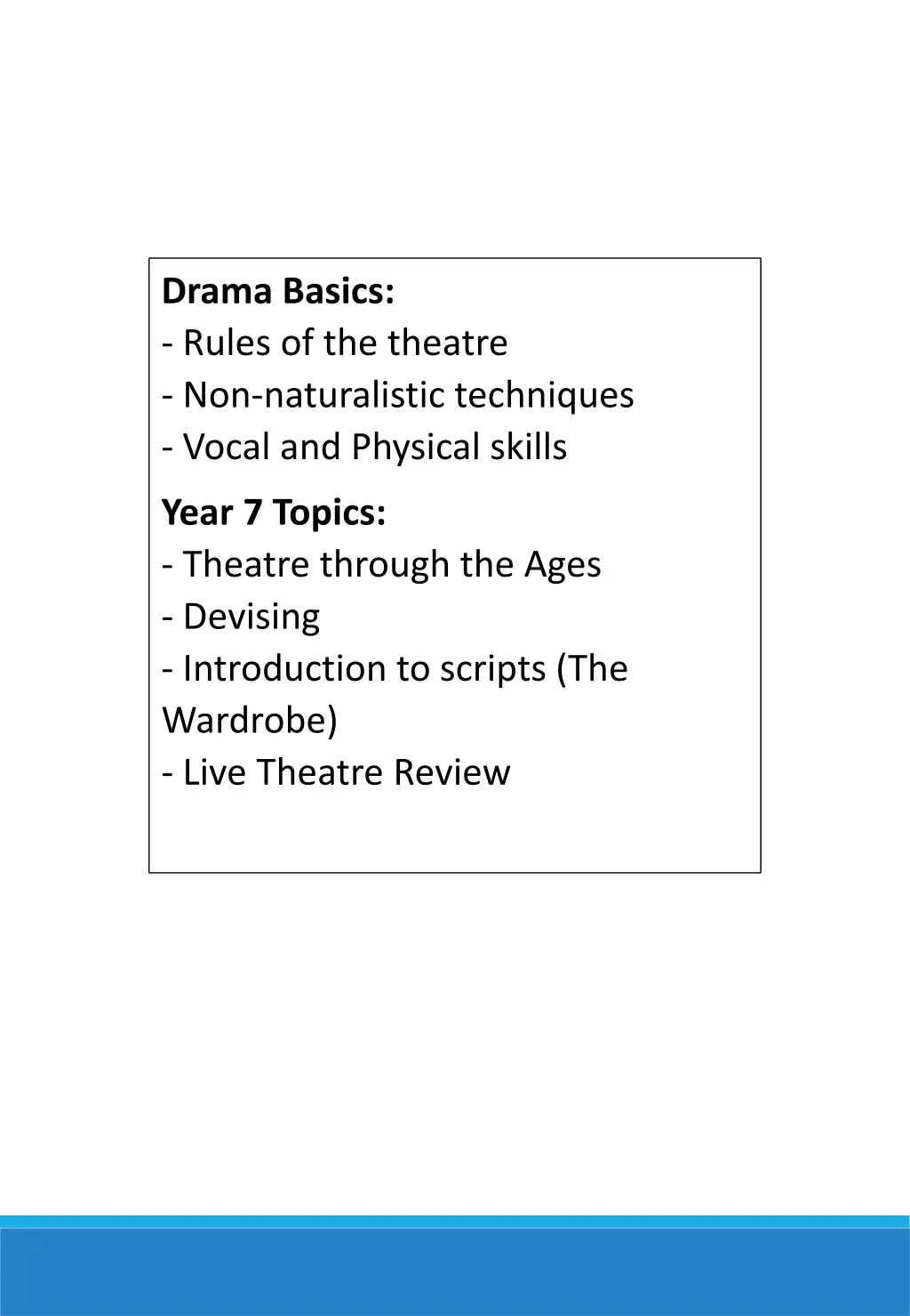 drama basics rules of the theatre