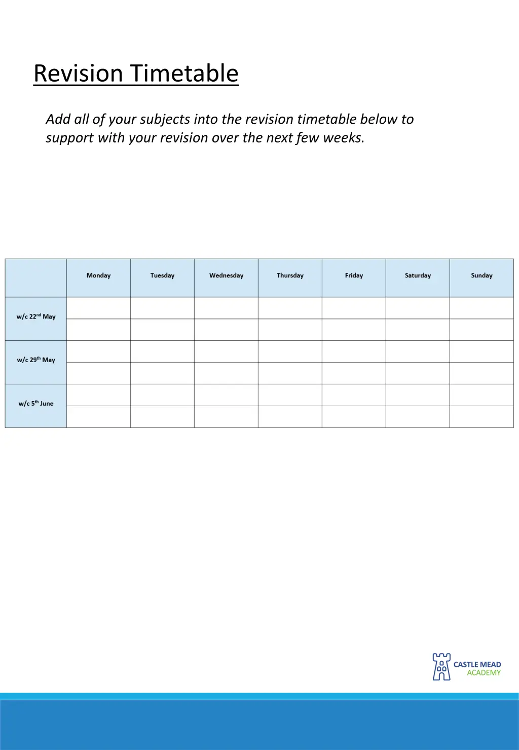 revision timetable