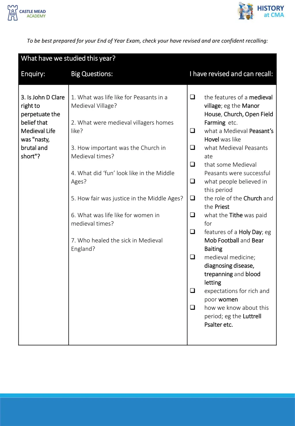 to be best prepared for your end of year exam 1