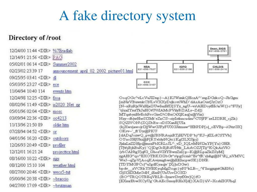 a fake directory system