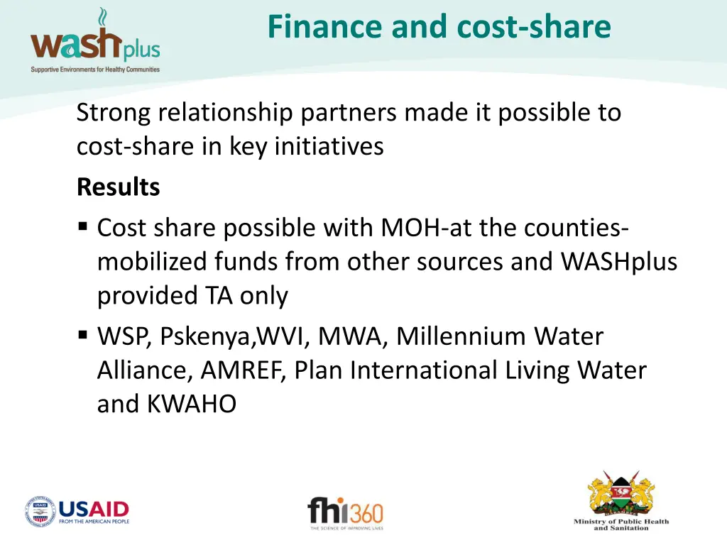 finance and cost share