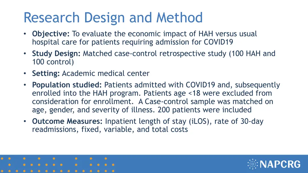 research design and method objective to evaluate