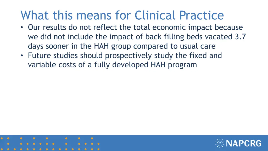 what this means for clinical practice our results