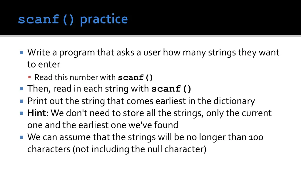 write a program that asks a user how many strings