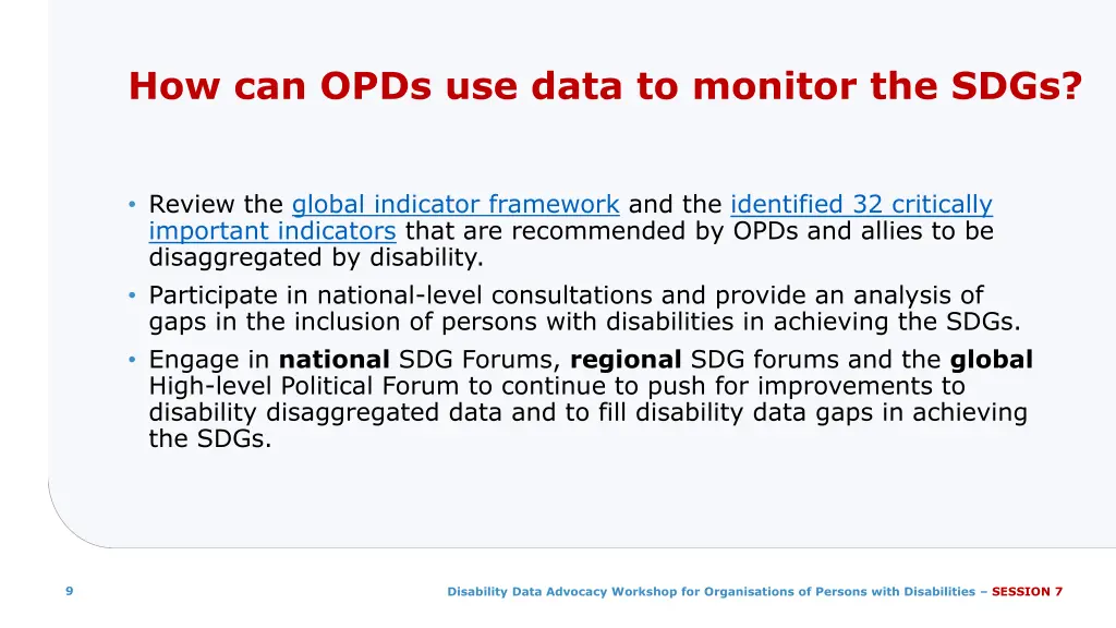 how can opds use data to monitor the sdgs