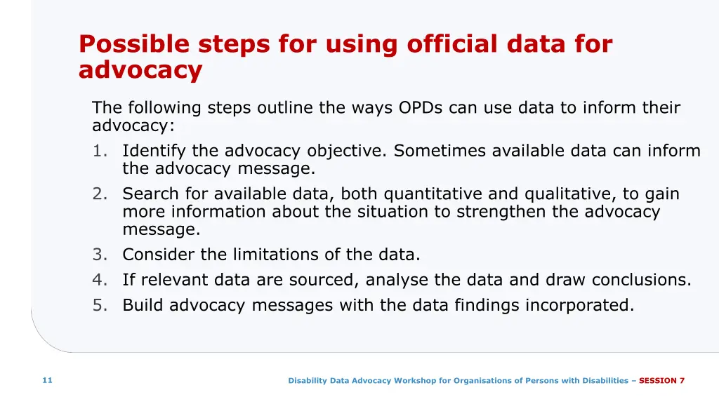 possible steps for using official data