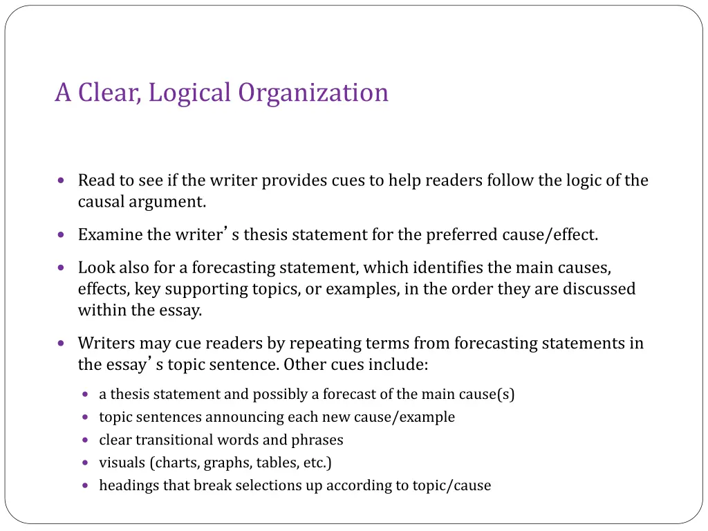 a clear logical organization