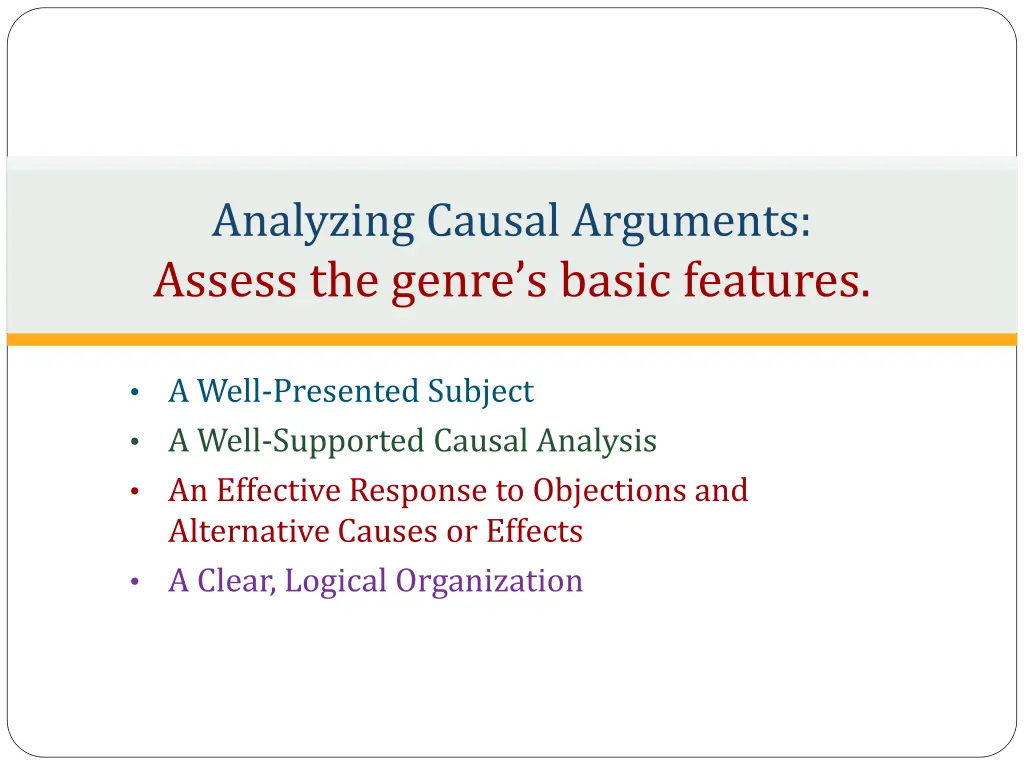 analyzing causal arguments assess the genre